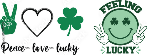 Irish Peace Love Lucky Typography Vector for St. Patrick's Day