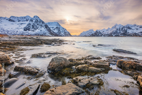 Rocky beach near Vareid, Lofoten, Norway