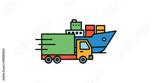 Truck Transporting Large Shipping Containers.