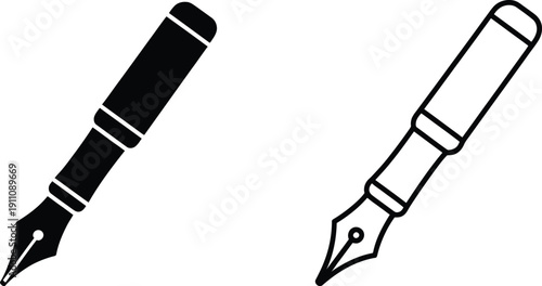 Two different types of fountain pens with distinct designs and colors