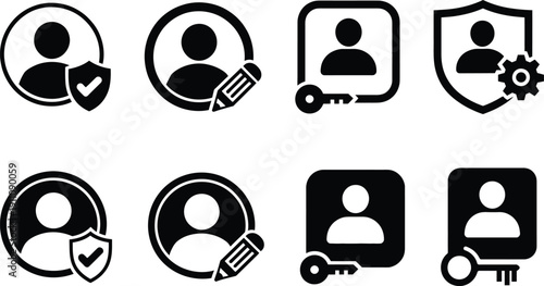 Icons representing various levels of user access and permissions in a system