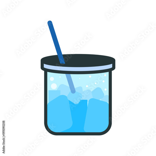 Blue Soft Drink in Glass Beaker Cup Vector