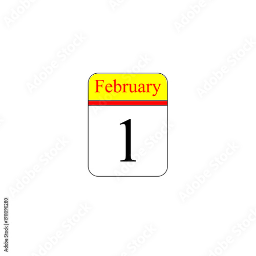 Simple calendar with 1st of February subtitle or text.