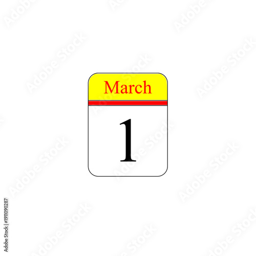 Simple calendar with 1st of March subtitle or text.