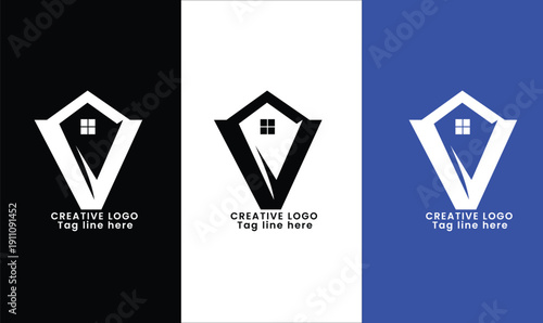 v letter  real estate logo 3
