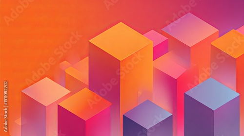 A vibrant 3D illustration of colorful blocks in a modern abstract design