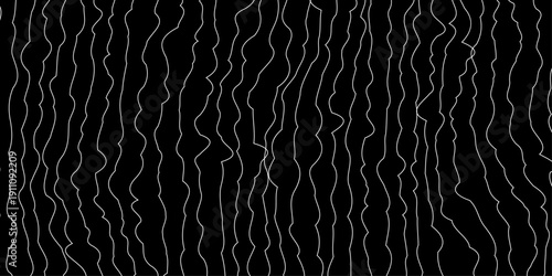 Abstract composition features densely packed curving white lines against a stark black background creating a textured and rhythmic visual pattern high-quality professional.