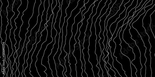 Abstract composition features densely packed curving white lines against a stark black background creating a textured and rhythmic visual pattern high-quality professional.
