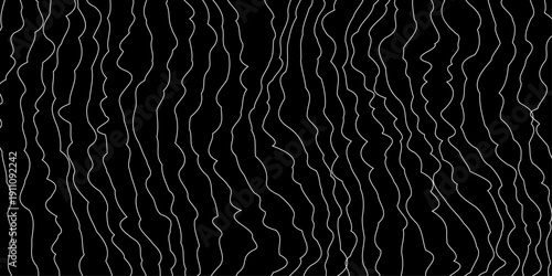 Abstract composition features densely packed curving white lines against a stark black background creating a textured and rhythmic visual pattern high-quality professional.