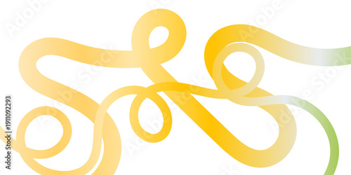 Abstract color curve wavy lines pattern background, abstract composition featuring interwoven flowing golden ribbons against a stark white background creating a dynamic and elegant visual effect.