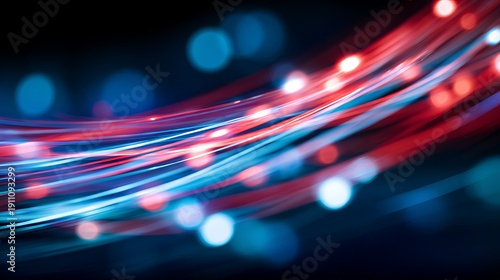 A vibrant abstract image of colorful lights and glowing lines in motion