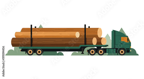 Forestry Transport Logging Truck Hauling Timber Logs Outdoors