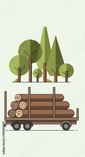 Forestry Logging Industry Transporting Timber From Woods Natural Resources