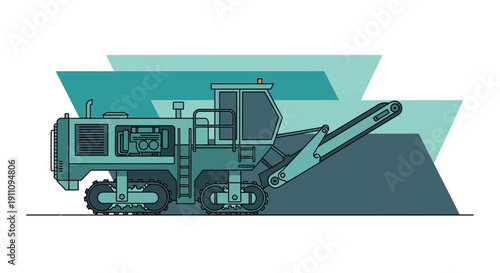 Heavy Asphalt Milling Machine Graphic Illustration Machine Illustration