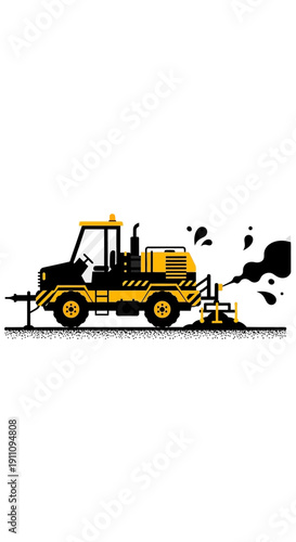 Heavy Asphalt Paving Machine Laying Blacktop on Roadway Surface