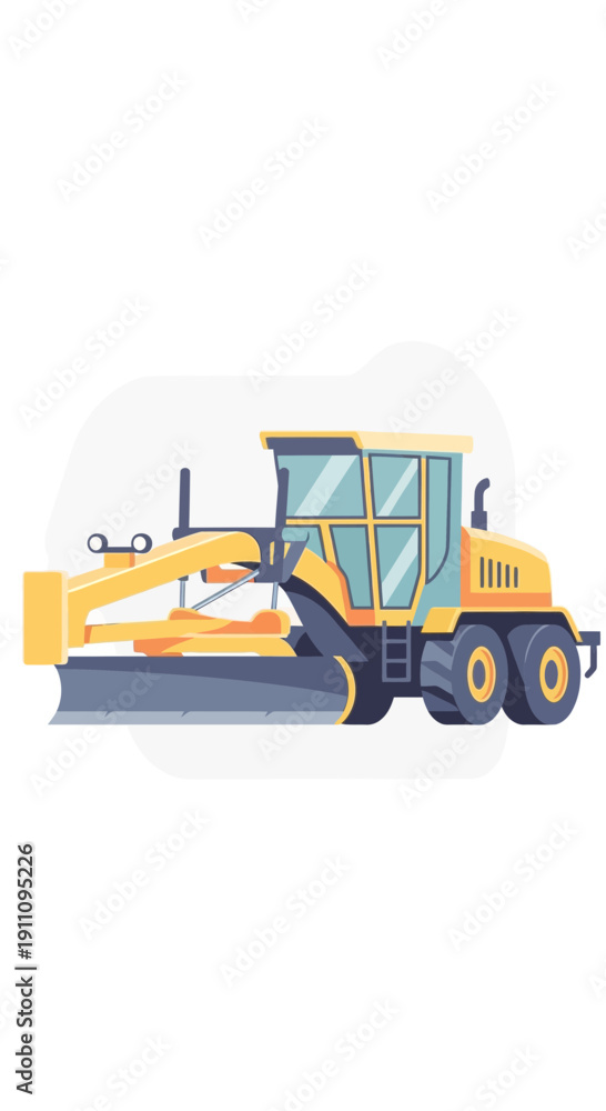 Naklejka premium Heavy Construction Grader Machine Used For Leveling Surfaces On Site