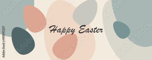 A modern abstract Easter illustration featuring eggs represented as soft overlapping shapes, subtle gradients, and muted pastel colors. eps 10
