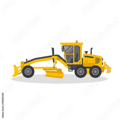 Heavy Construction Grader Machine Working on Road Surface