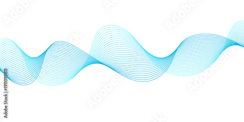 Abstract cyan, blue, and purple flowing wave lines with smooth gradient motion, forming a futuristic digital soundwave mesh for technology and data visualization backgrounds.