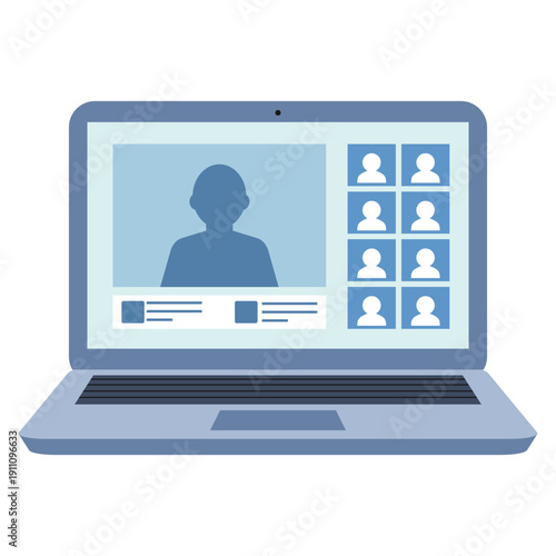 Digital Connections: A laptop displays a video conference call, highlighting the modern methods of collaboration in business and personal life