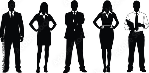 Business, silhouette, professional, vector, corporate, office, success, leader, team