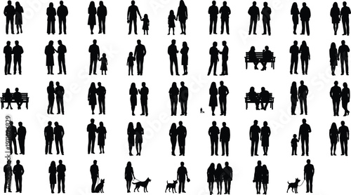 Black dinosaur silhouettes collection featuring T-Rex, Triceratops, Stegosaurus, and baby dinosaurs hatching from eggs, isolated vector icons for creative design projects