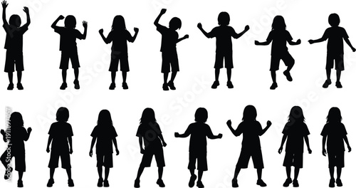 flat vector illustration of large crowd silhouette standing on grass field watching giant hot air balloon in the sky.