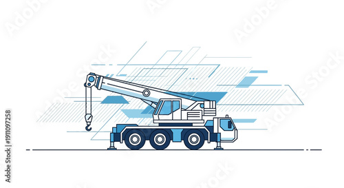 Heavy Duty Construction Mobile Crane Machine Illustration