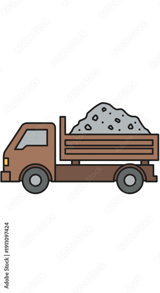 Obraz premium Heavy Duty Dump Truck Carrying Gravel For Construction Sites Detailed Illustration