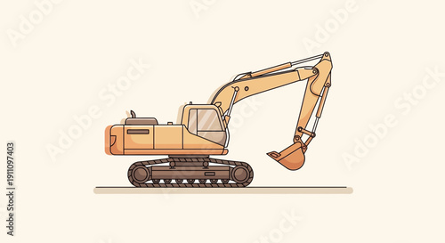 Heavy Duty Excavator Construction Vehicle Vector Art