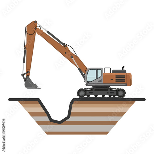 Heavy Duty Excavator Digging Deep Earth Layers With Precision And Power
