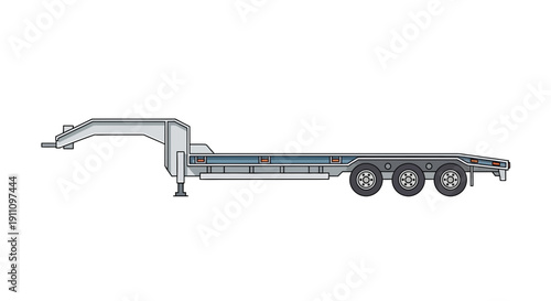 Heavy Duty Equipment Transport Trailer Vehicle Graphic Illustration
