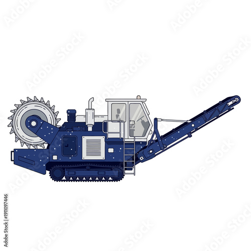 Heavy Duty Excavation Machine With Rotating Cutter Attachment Performing Ground Work
