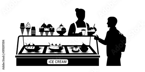 . Ice Cream Parlor Display Silhouette