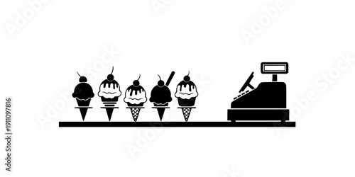 . Ice Cream Parlor Display Silhouette