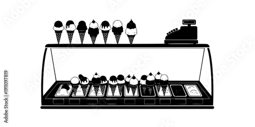 . Ice Cream Parlor Display Silhouette