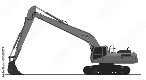Heavy Duty Excavator Machine Industry Construction Vehicle Illustration