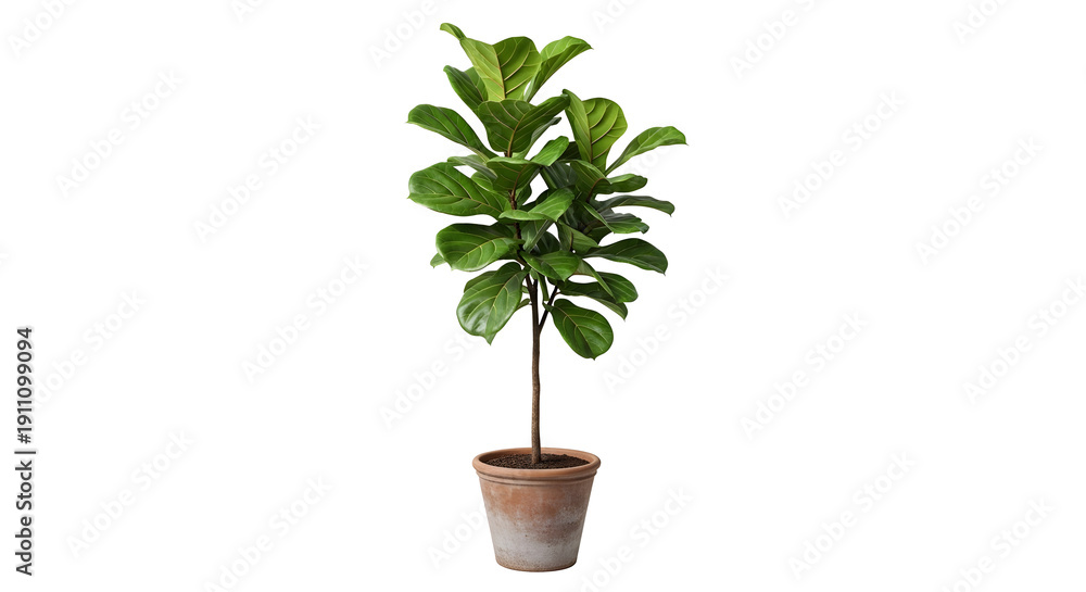 Fototapeta premium A small potted plant with green leaves on transparent background