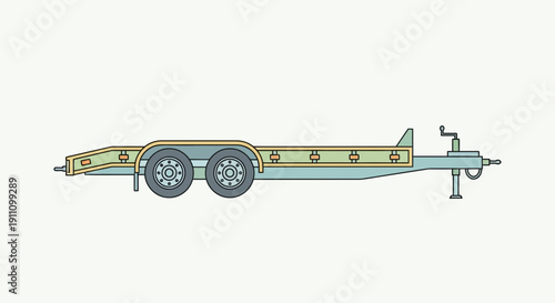 Heavy Duty Flatbed Trailer Vector Illustration For Transporting Goods