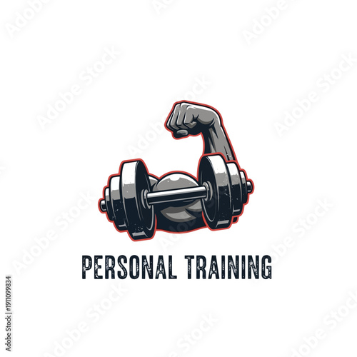 Personal Training Logo Featuring Dumbbell and Arm