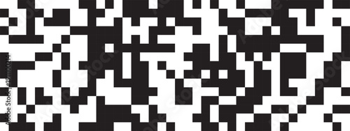 Square pixel shapes in random chaotic arrangement. 8 bit arcade game background. Abstract mosaic pattern. Defragmentation, destruction or dissolution visualisation. Vector graphic illustration