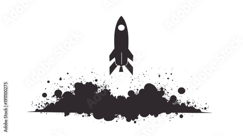 Rocket Launching with Smoke and Splatter Background