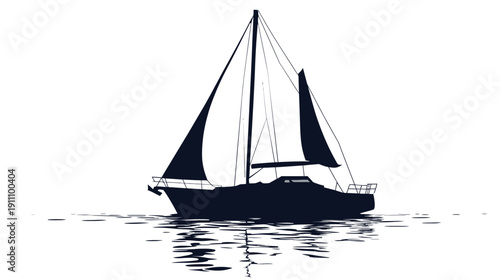 Sailboat Gliding Across Calm Waters at Dusk