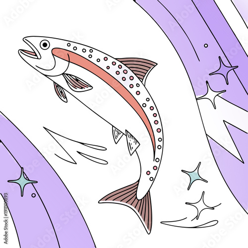 A fish swimming in the ocean with sea stars Vector
