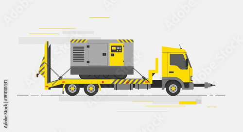 Heavy Duty Generator Transported By Flatbed Truck