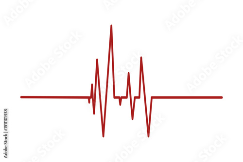 Red heartbeat diagram. Part of ECG chart isolated on white background. Pulse or cardiac rhythm line. Cardio test sign. Cardiology hospital symbol. Vector graphic illustration