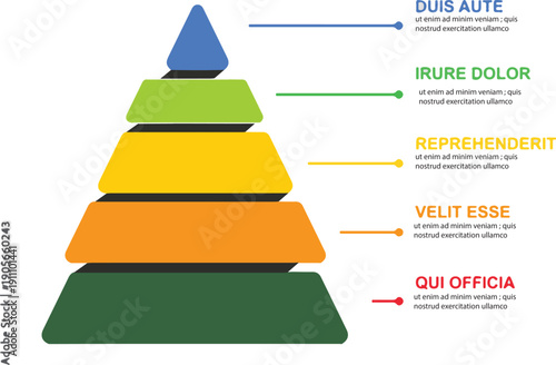 Pyramid infographic template diagram with five hierarchy steps
