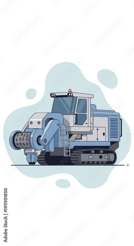 Fototapeta premium Heavy Duty Industrial Road Milling Machine In Service