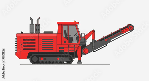 Heavy Duty Industrial Road Milling Machine Construction Vehicle Illustration