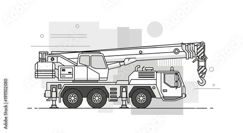 Heavy Duty Mobile Crane Illustration For Construction Projects And Industrial Work